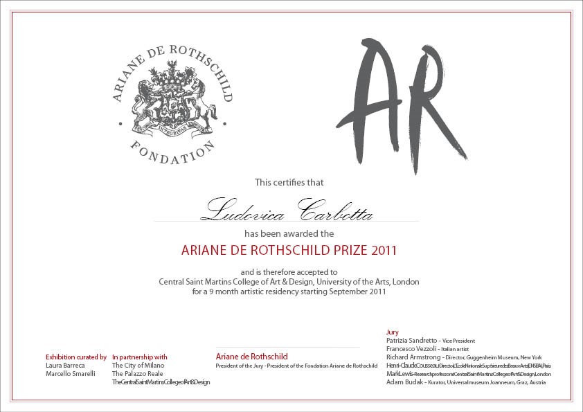 Ludovica Carbotta wins the 5th Ariane de Rothschild Prize 2011